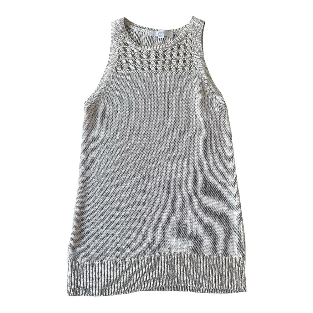 Loft Knit Sweater Tank‎ khaki/tan size small 100% acrylic